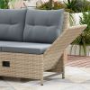 Outdoor Patio 4-Piece All Weather PE Wicker Rattan Sofa Set with Adjustable Backs for Backyard;  Poolside;  Gray