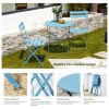 2 Person Bistro Set, 23.6 long Round Table and Chairs, Blue